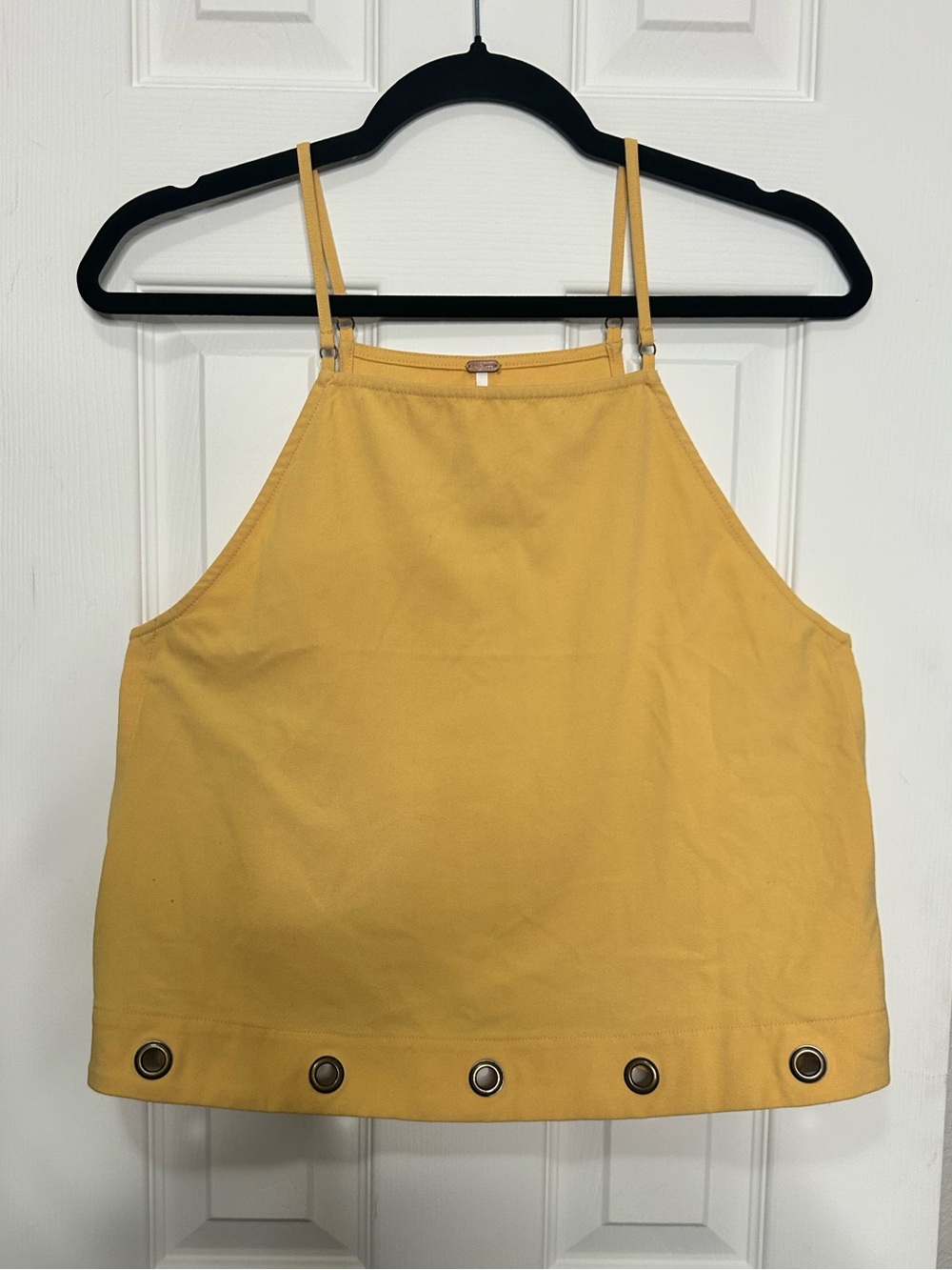 Free People Yellow Lace-Up Grommet Tank Top Boho Festival Cami - Picture 2 of 7